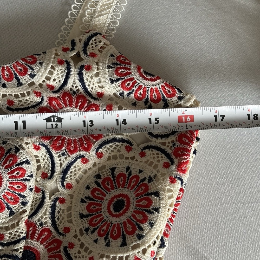 J Crew Crochet Lace A Line Dress Size 0 4th of July Boho Cottage 60s Festival - Picture 12 of 14